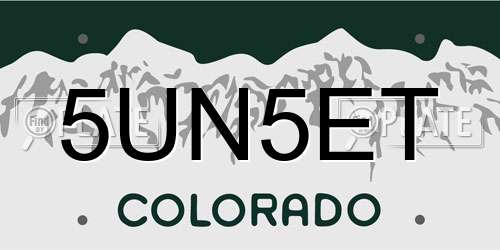 5UN5ET Colorado License Plate