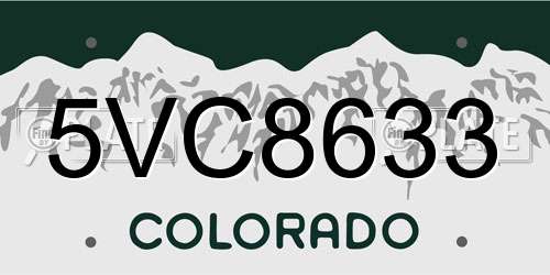 5VC8633 Colorado License Plate