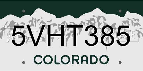 5VHT385 Colorado License Plate