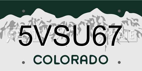 5VSU67 Colorado License Plate