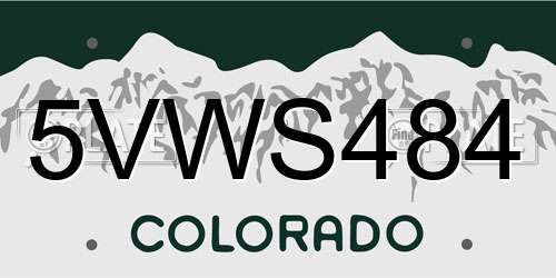 5VWS484 Colorado License Plate