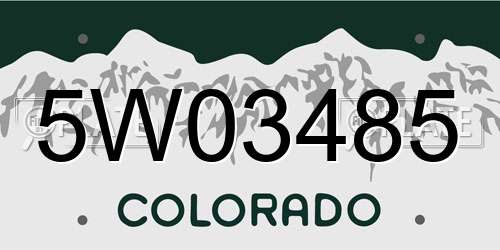 5W03485 Colorado License Plate