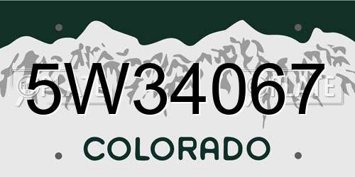 5W34067 Colorado License Plate