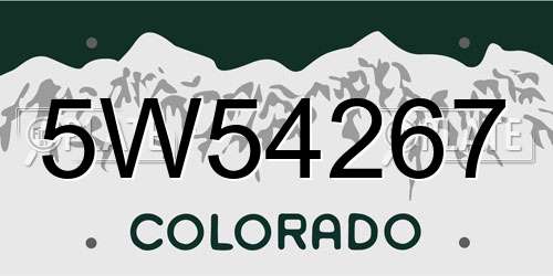 5W54267 Colorado License Plate