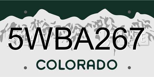 5WBA267 Colorado License Plate