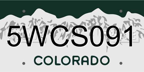 5WCS091 Colorado License Plate