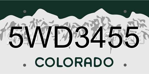 5WD3455 Colorado License Plate