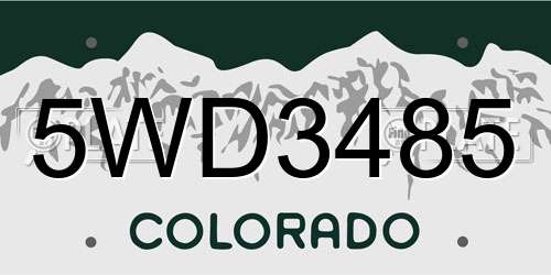 5WD3485 Colorado License Plate