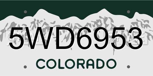 5WD6953 Colorado License Plate