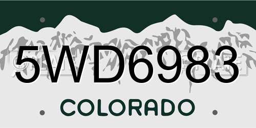 5WD6983 Colorado License Plate