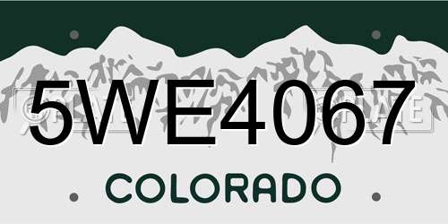 5WE4067 Colorado License Plate