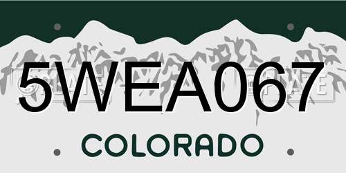 5WEA067 Colorado License Plate