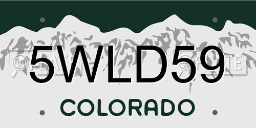 5WLD59 Colorado License Plate