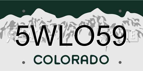 5WLO59 Colorado License Plate
