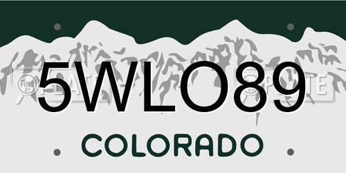 5WLO89 Colorado License Plate