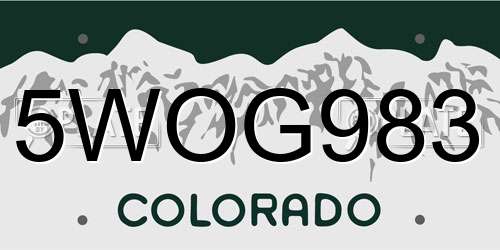 5WOG983 Colorado License Plate