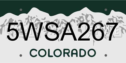 5WSA267 Colorado License Plate