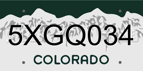 5XGQ034 Colorado License Plate