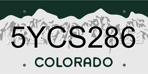 5YCS286 Colorado License Plate