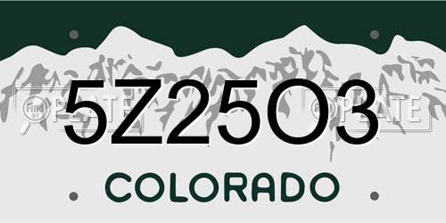 5Z25O3 Colorado License Plate