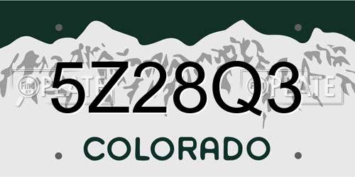 5Z28Q3 Colorado License Plate
