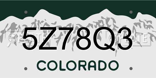5Z78Q3 Colorado License Plate