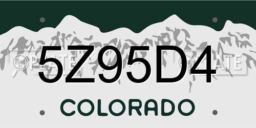 5Z95D4 Colorado License Plate