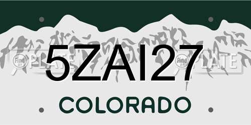 5ZAI27 Colorado License Plate