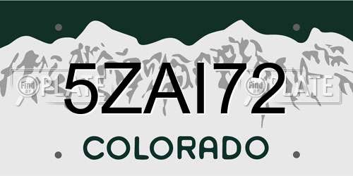 5ZAI72 Colorado License Plate