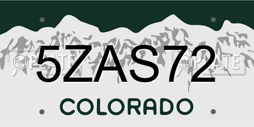 5ZAS72 Colorado License Plate