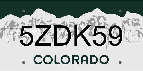 5ZDK59 Colorado License Plate