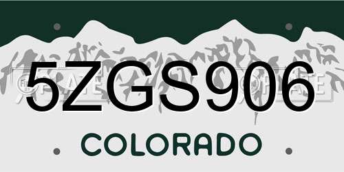 5ZGS906 Colorado License Plate