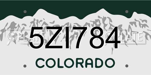 5ZI784 Colorado License Plate