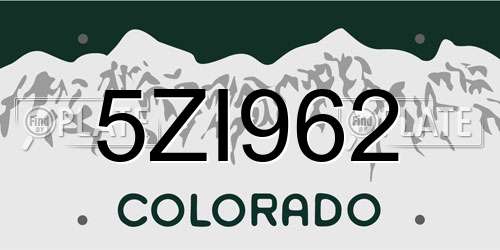 5ZI962 Colorado License Plate
