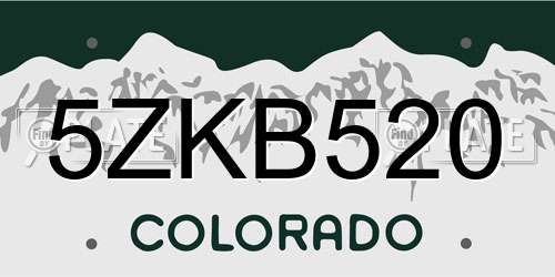 5ZKB520 Colorado License Plate