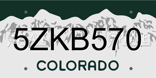 5ZKB570 Colorado License Plate