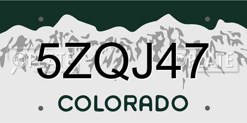 5ZQJ47 Colorado License Plate