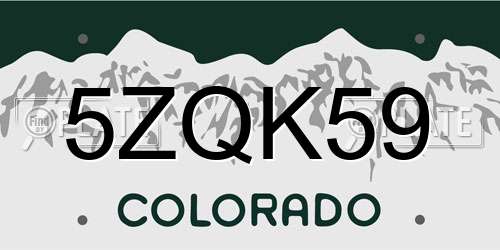 5ZQK59 Colorado License Plate