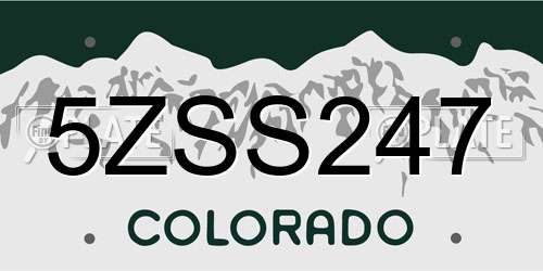 5ZSS247 Colorado License Plate