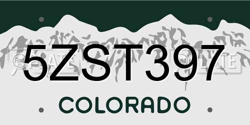 5ZST397 Colorado License Plate