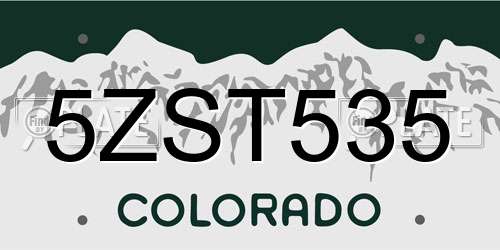 5ZST535 Colorado License Plate