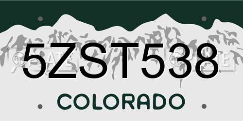 5ZST538 Colorado License Plate