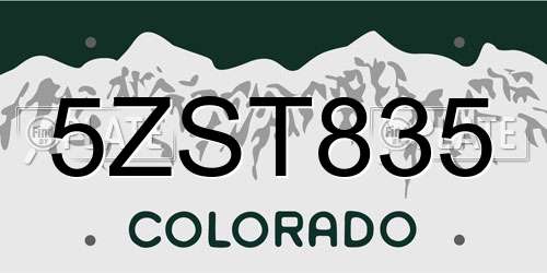5ZST835 Colorado License Plate