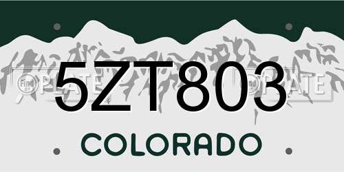 5ZT803 Colorado License Plate