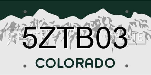 5ZTB03 Colorado License Plate