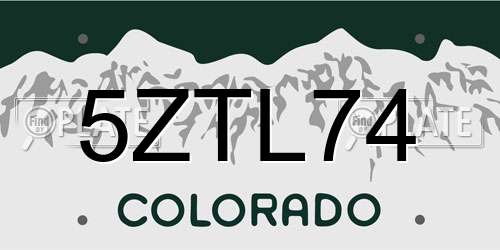 5ZTL74 Colorado License Plate
