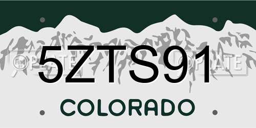 5ZTS91 Colorado License Plate