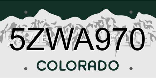5ZWA970 Colorado License Plate