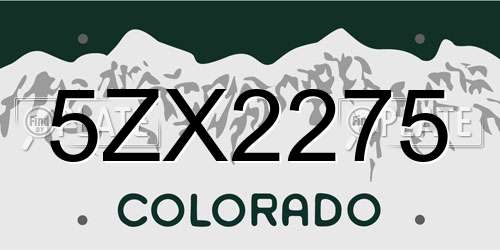 5ZX2275 Colorado License Plate