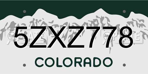 5ZXZ778 Colorado License Plate